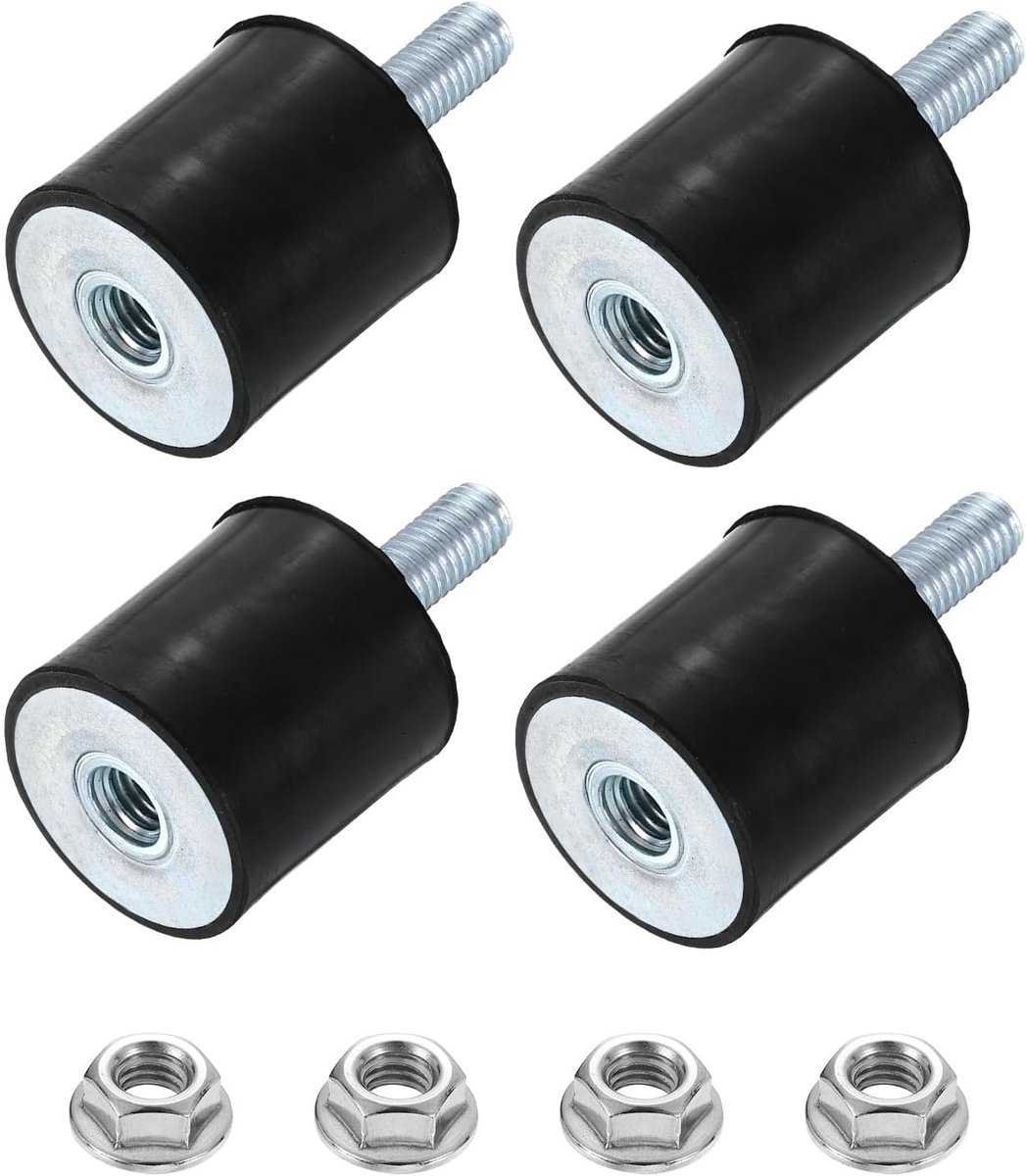 4 stuks rubberen buffers M8 x 23 mm, 30 x 30 mm rubberen voet natuurlijk rubber met schroef verzinkt staal anti-vibratiebuffer voor luchtcompressoren pompen motoren industriële machines