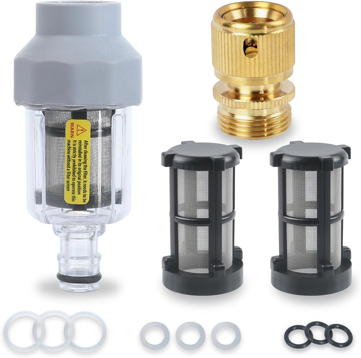 Filter met Massief Messing Snelkoppeling, 3/4" Heavy Duty Inline Sedimentfilter voor Tuinslang & Camper