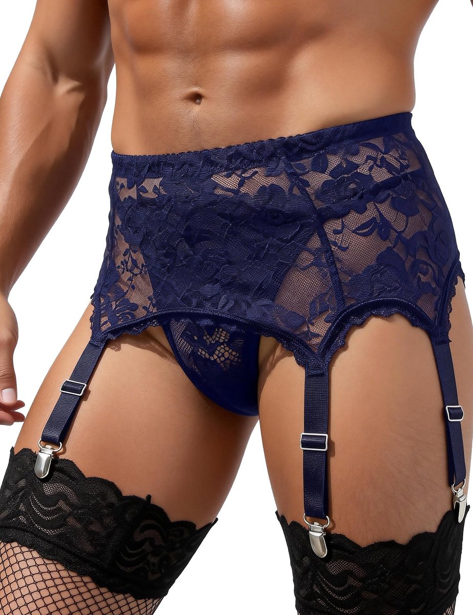 Jarretellegordel heren M - kant - 6 jarretels - sexy ondergoed voor mannen - SnelShoppen