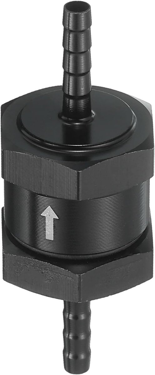 4 mm (3/16") brandstofterugslagventiel, wegwerp-slang-terugslagventiel, aluminiumlegering, besturingsaccessoires voor benzine, diesel, gas, olie, lucht, water, zwart