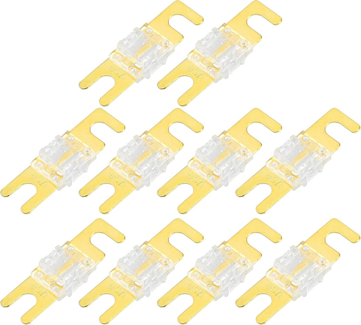 Mini ANL Zekeringen 80A / Audio CD Zekering voor Auto / 10 Stuks Goudkleurig Wit