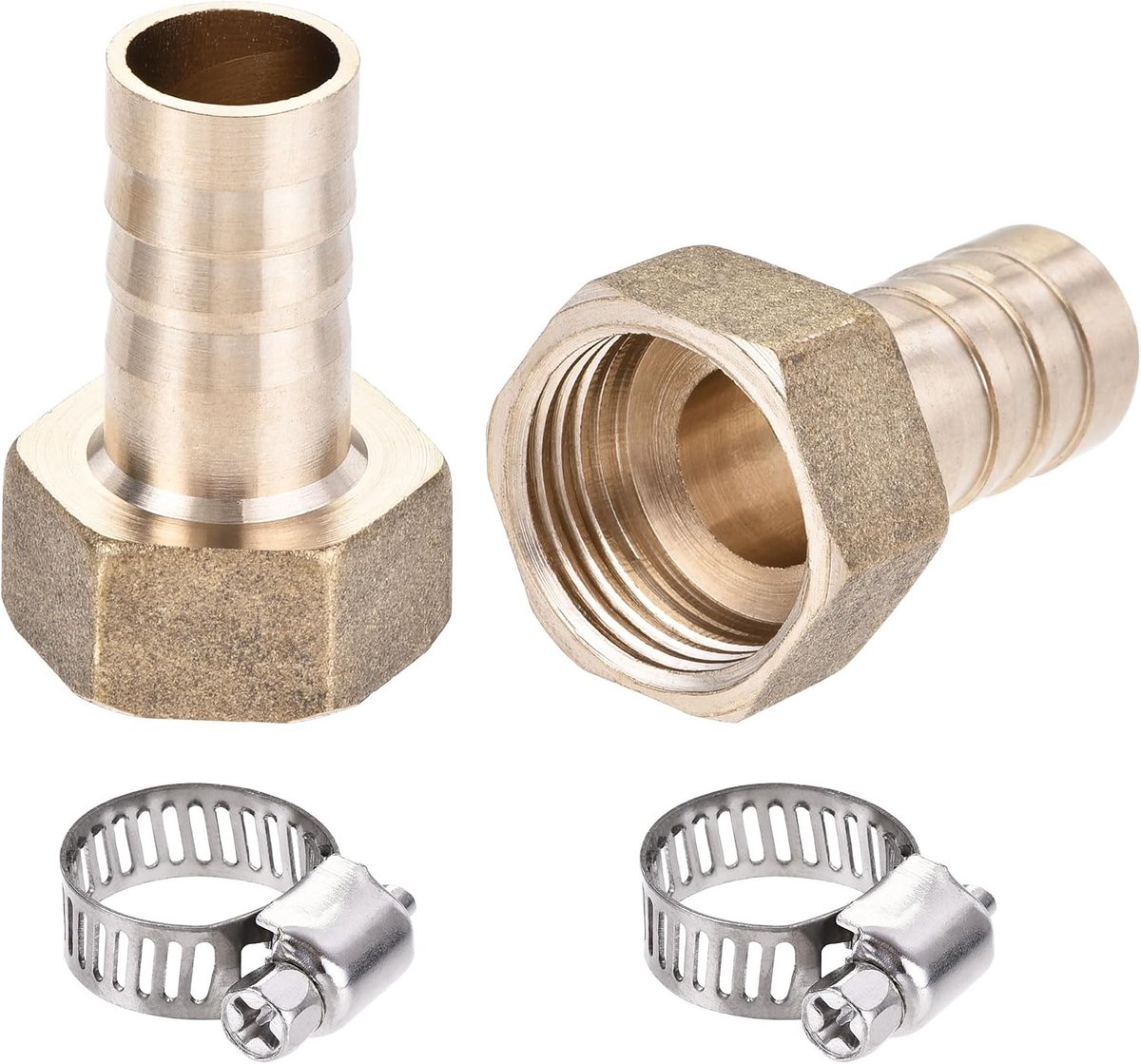 Sourcing map Set van 2 messing barbell slangaansluiting adapter 14 mm barbecue x G1/2 binnenbuis met 9-16 mm slangklem