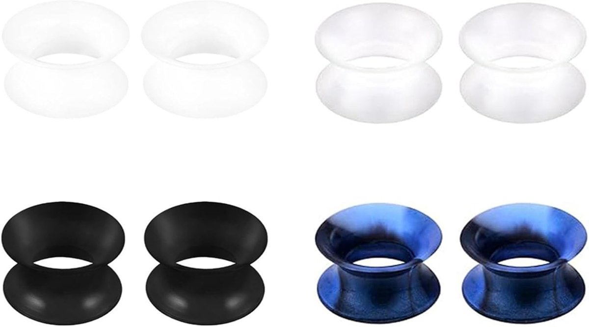 4 paar siliconen oortunnelpluggen set, flexibele vlees siliconen stekkers expander dubbel uitlopende tunnel oor stretcher piercing sieraden Unisex, meters 6-25mm