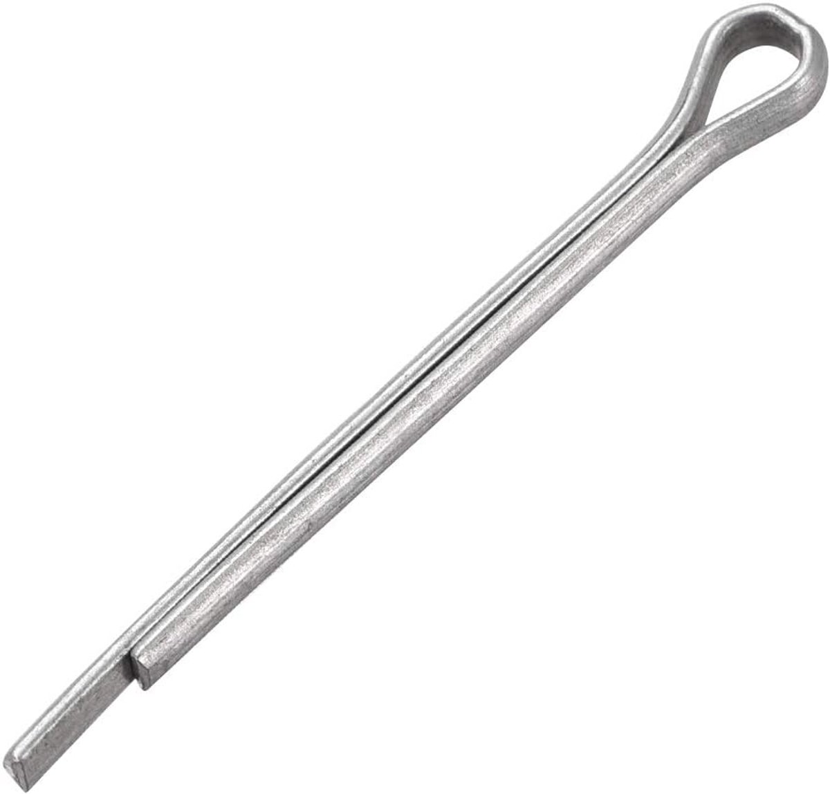 Sourcing map Splint - 1/8 inch x 1 31/32 inch (3 mm x 50 mm) koolstofstaal 2-tanden zilverkleurige sluitclipsleutel 50 stuks