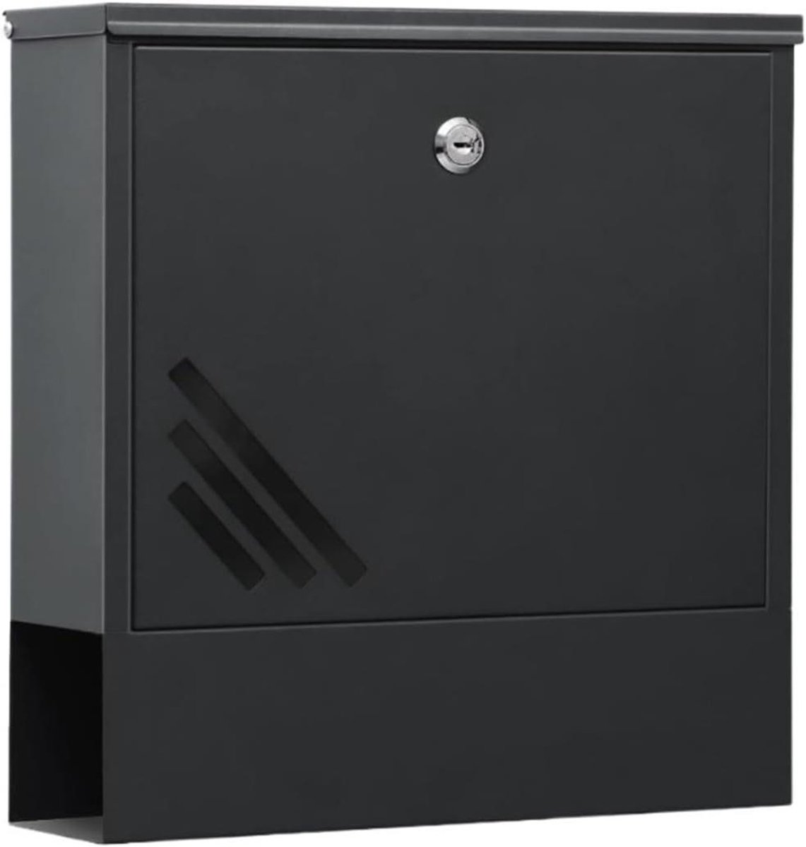 Brievenbus Buiten - Wandbrievenbus Postbak - Post Veilig Ontvangen - Met Slot en Sleutels - 30x8.7x33 cm - Zwart
