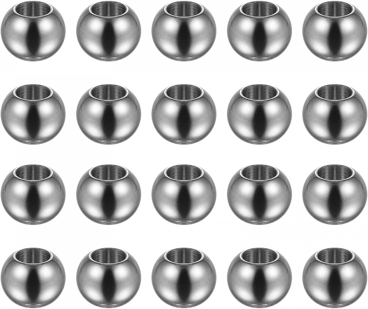 Kralen 10 mm roestvrij staal 5 mm gatdiameter. Korrel voor doe-het-zelf handwerk zilverkleurig