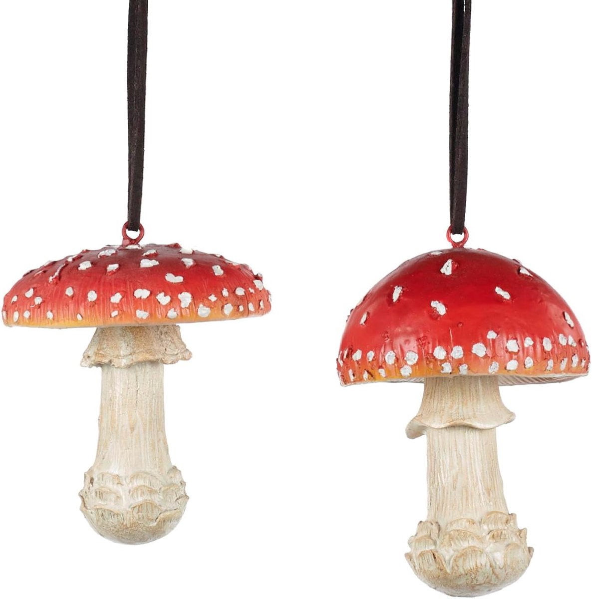 Kersthanger paddenstoel rood-wit-crème 7,5 cm - set van 2 - stijlvolle decoratie - voor een feestelijke sfeer - SnelShoppen