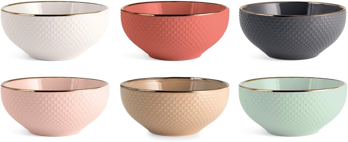 Dots CC670 kommen, aardewerk, gesorteerd, 6 stuks