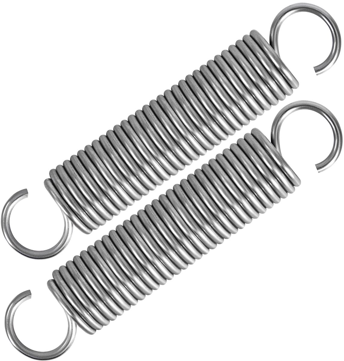 Trekveren met haken, roestvrij staal, spanveer, trekveer, 90 mm, buitendiameter 18 mm, draaddiameter 2 mm, maximale trekkracht 8,3 kg, 2 x 18 x 90 mm, 2 stuks