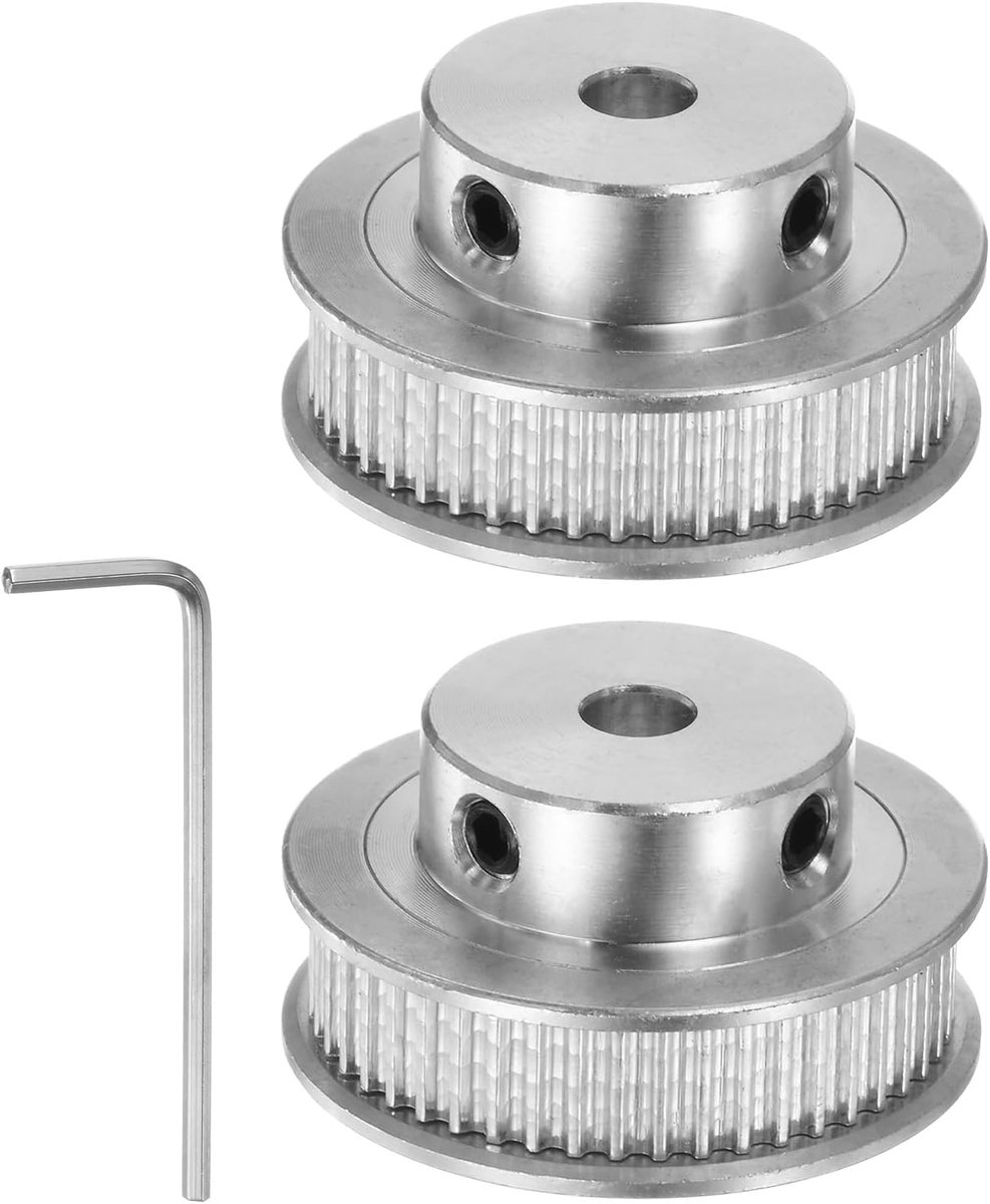 Sourcing map 2 stuks 2GT katrol 48 tanden 5 mm boring 32 mm diameter. Aluminium tandriem met 2 mm zeskantige sleutel voor 6 mm brede riem 3D-printer CNC-machine accessoires zilverkleurig