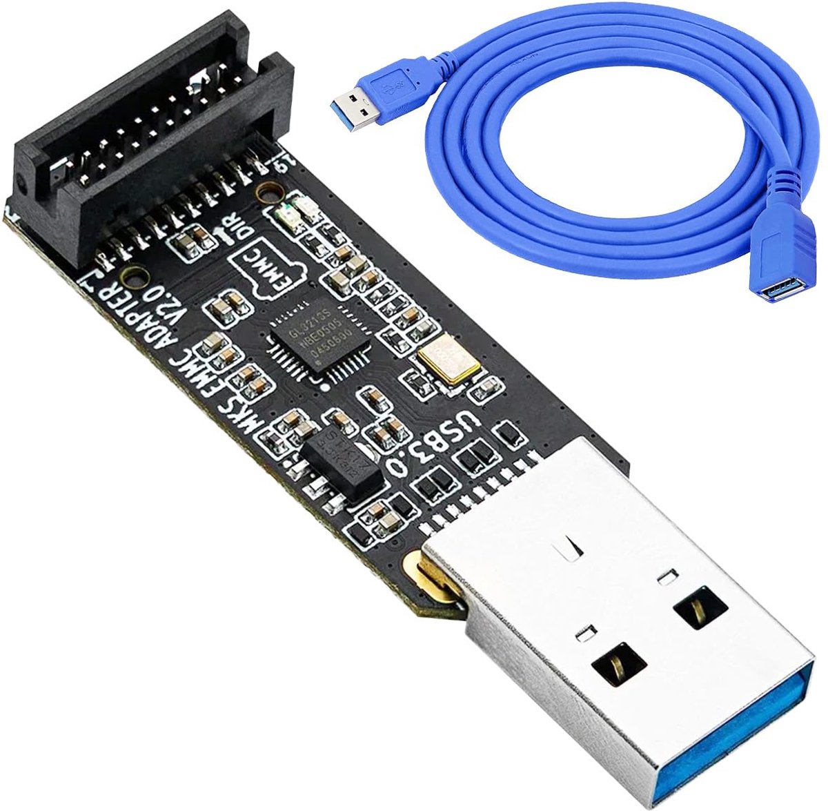 3.0 EMMC Adapter Module voor MicroSD TF geheugenkaarten, High Speed gegevensoverdracht, USB naar eMMC converter adapter met USB-verlengkabel voor geïntegreerde systemen