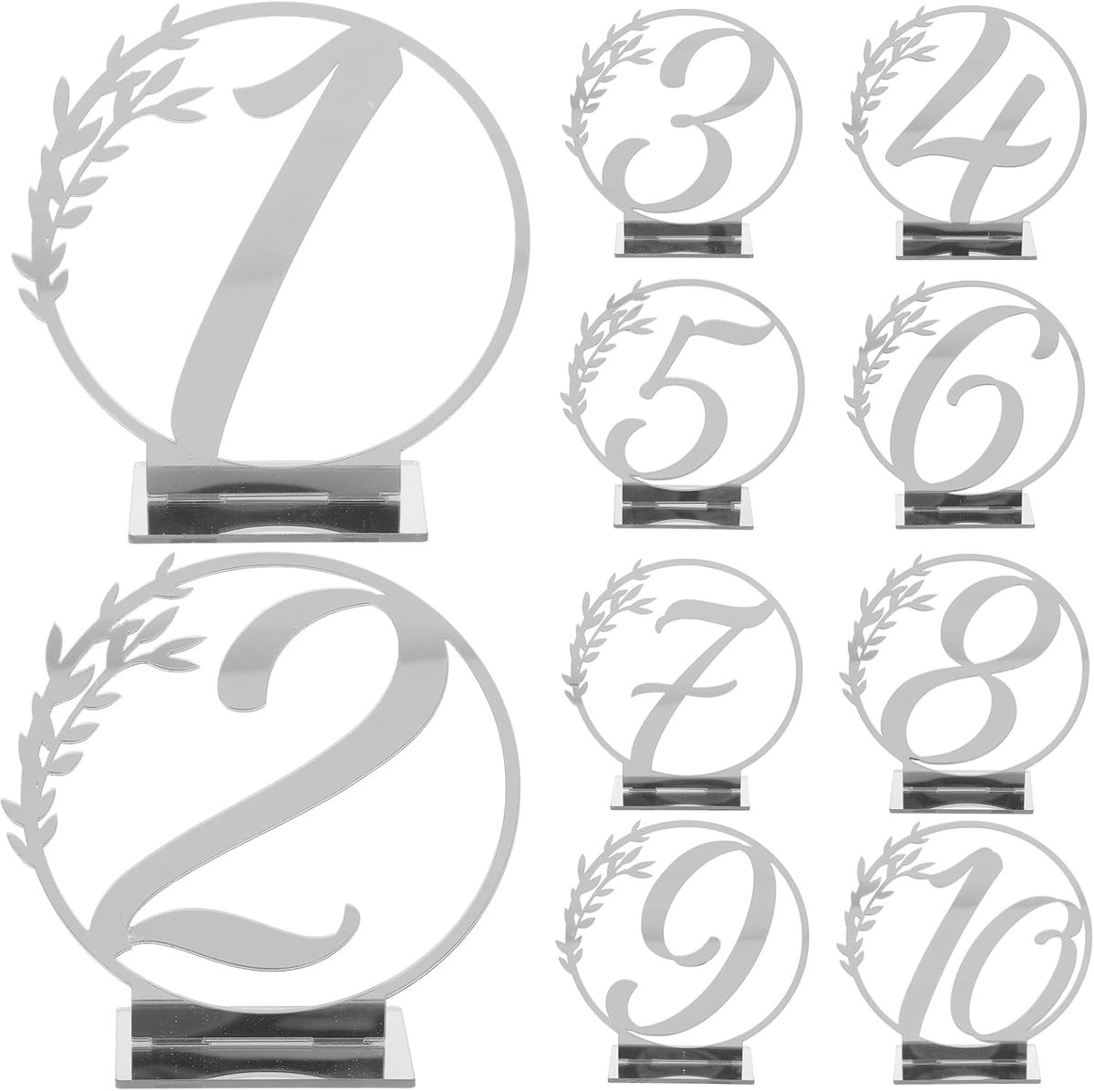 10 stuks tafelnummers voor bruiloften acryl tafelnummerborden 1-10 banketborden bruiloft gereserveerd borden voor huwelijksreceptie tafeldecoratie zilver