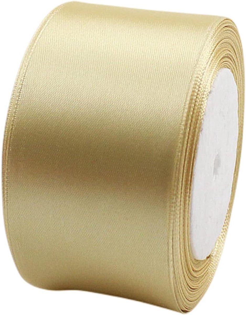 Lint Tiran Goud 50mm,22 Meters Satijnen Linten, Decoratie Zijden Linten, Cadeaulint, Autolint,Stoffen Linten van Zijde en Satijn, voor Bruiloft, Feest, Verjaardag,Valentijn Party
