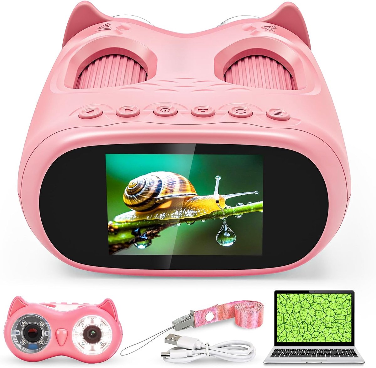 2-in-1 digitale microscoop en telescoop voor kinderen, 1000x draagbare zakmicroscoop voor kinderen, met 2,0 inch HD-scherm, fotofunctie en functies van de telescoop, voor verjaardagscadeau