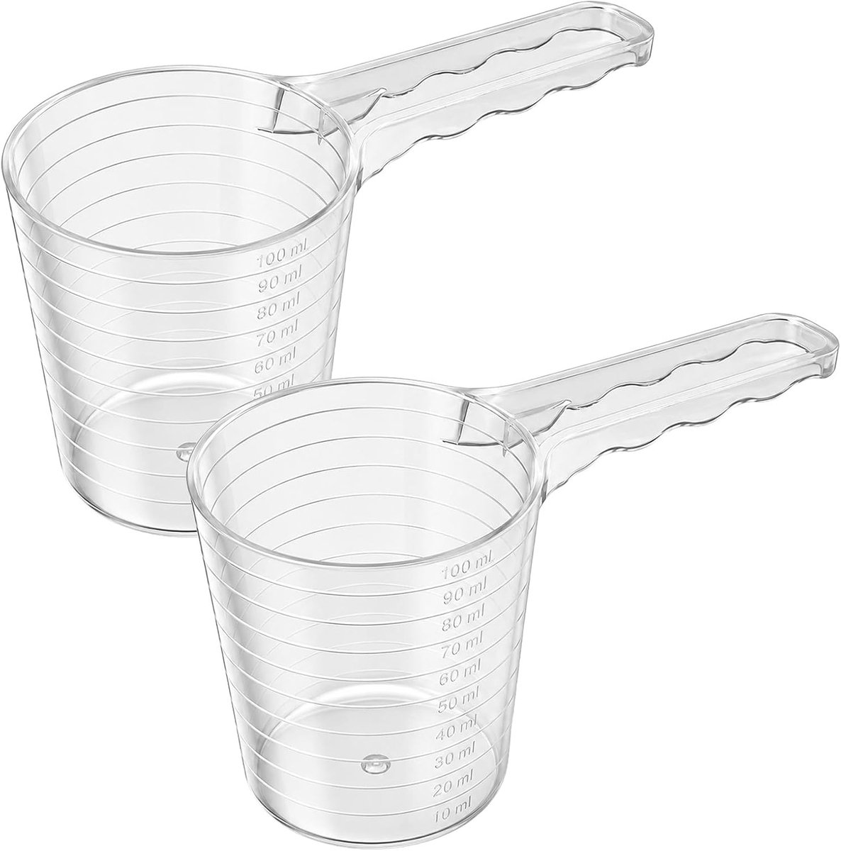 Maatbekerset, kleine mini-maatbekers, 100 ml | Kleine transparante precisiemaatbeker met schaal voor wasmiddel, keuken, laboratorium, koken, maatbekers