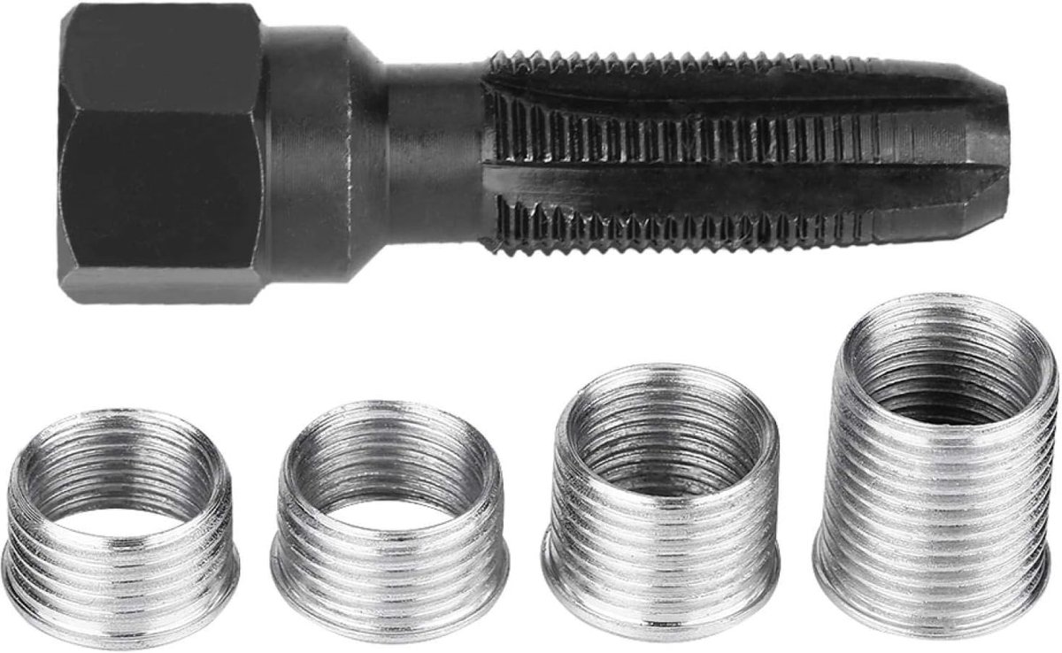 5 stks bougie draad reparatie kit m14 bougie draad reparatie voor koolstofstaal bougie draad met 14mm bougie inserts cilinderkop tool kit