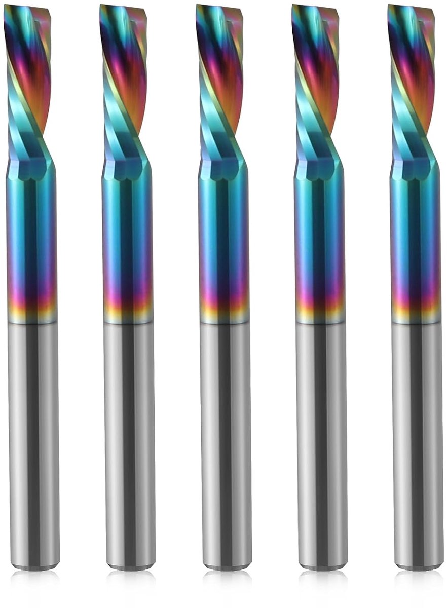Frees, spiraalgroeffrees, 4 mm schacht downcut 4 mm snijdiameter 12 mm snijlengte, router, bit, O fluiten, spiraalfrees, CNC-frees voor bovenfrees, houtfrees, lange gatfrees hout (4 x 4 x 12 mm)