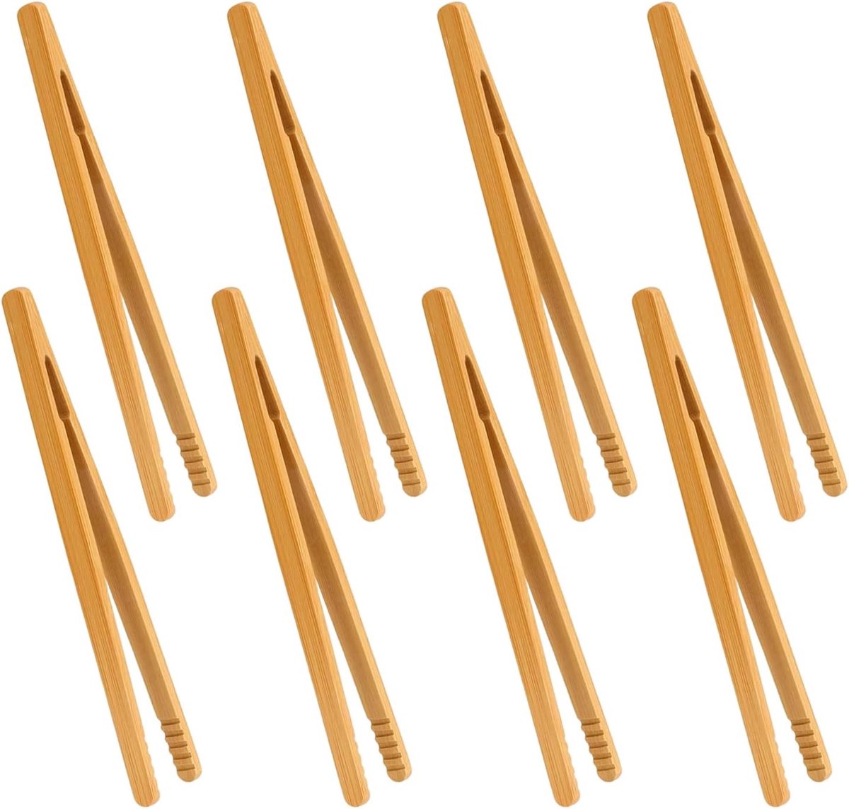 8 stuks houten tang, barbecuetang, klein, houten tang, racletetang, klein, 18 cm bamboe, voor toast, thee, barbecue, picknick, vruchtenthee, herbruikbaar