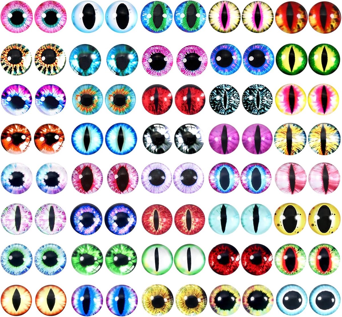 Ogen, 12 mm, ronde drakenogen, 40 stijlen, cabochons van glas, poppenogen, om te knutselen, voor speelgoed, accessoires, pluche dier, gehaakte dieren, pop, marionet