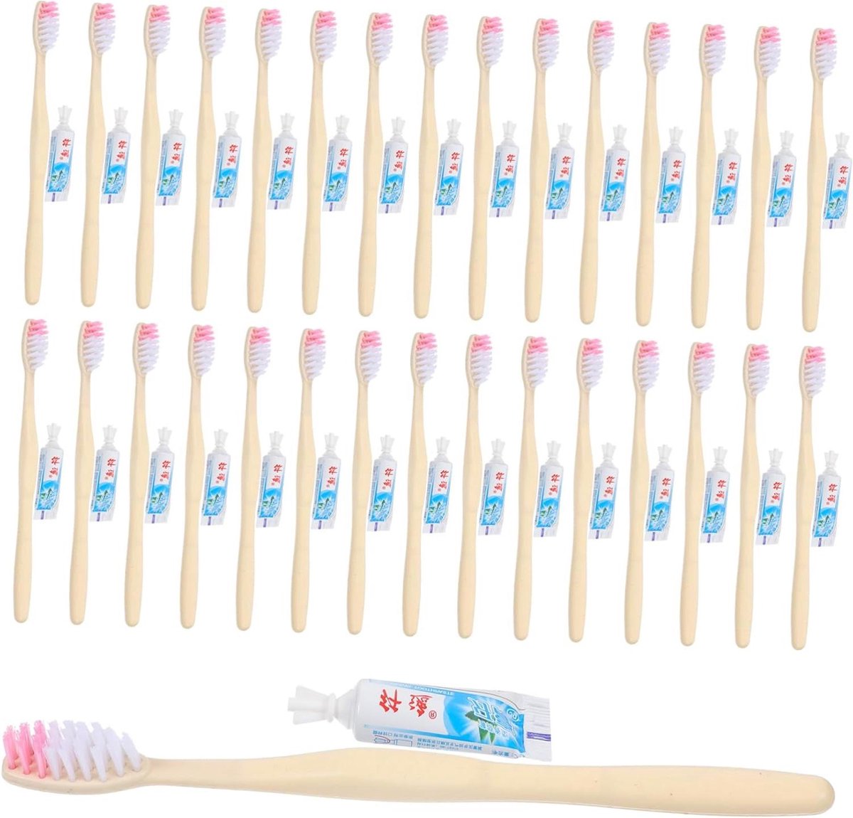 Wegwerp Tandenborstels - Reis Tandenborstels - Mondhygiëne - Inclusief Tandpasta - 100 Stuks - Diverse Kleuren