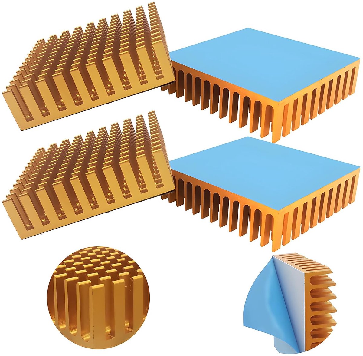 Koellichaam, CTRICALVER zwarte radiator koeling koeler 40 mm x 40 mm x 11 mm met thermische lijm (4 stuks)