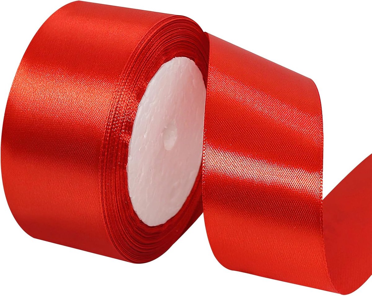 2 rollen rood satijnen lint 40 mm lint cadeaulint breed, 22 m rood lint cadeaulint rood rood lint, breed lint voor geschenkverpakkingen, bloemisten, naaiwerk, bruiloften, feestdagen