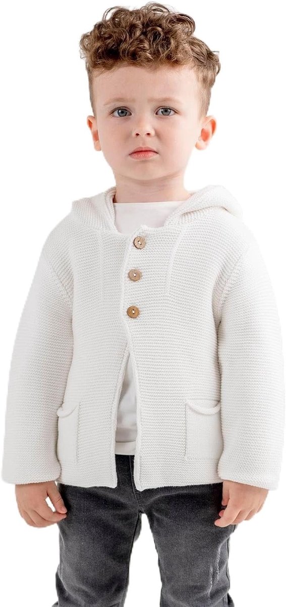 Baby/kind gebreide jas met capuchon voor jongens en meisjes - hoodie sweatshirt - unisex cardigan, winterjas kleding - bovenkleding