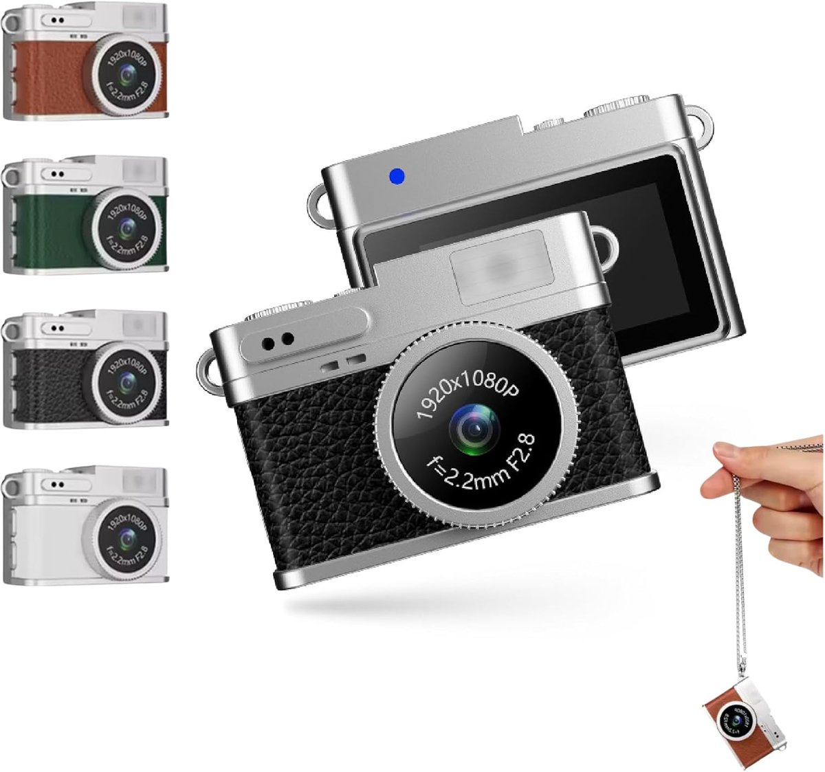 SnelShoppen - Mini Keychain Camera 1080p 20MP - Draagbare Retro Digitale Videocamera met 0.96 Inch Scherm - Tot 128G Geheugenkaart - Ideaal voor Feest