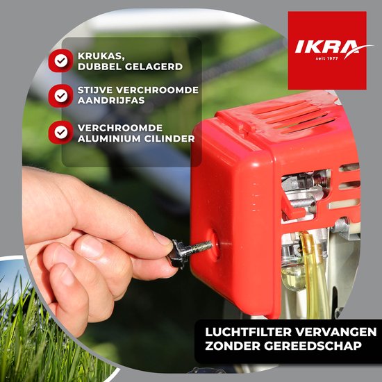 IKRA benzine-bosmaaier IBF 31-4, incl. draadspoel, dubbele schouderriem, 8- en 3-tands mes en veiligheidsbril — afbeelding 2
