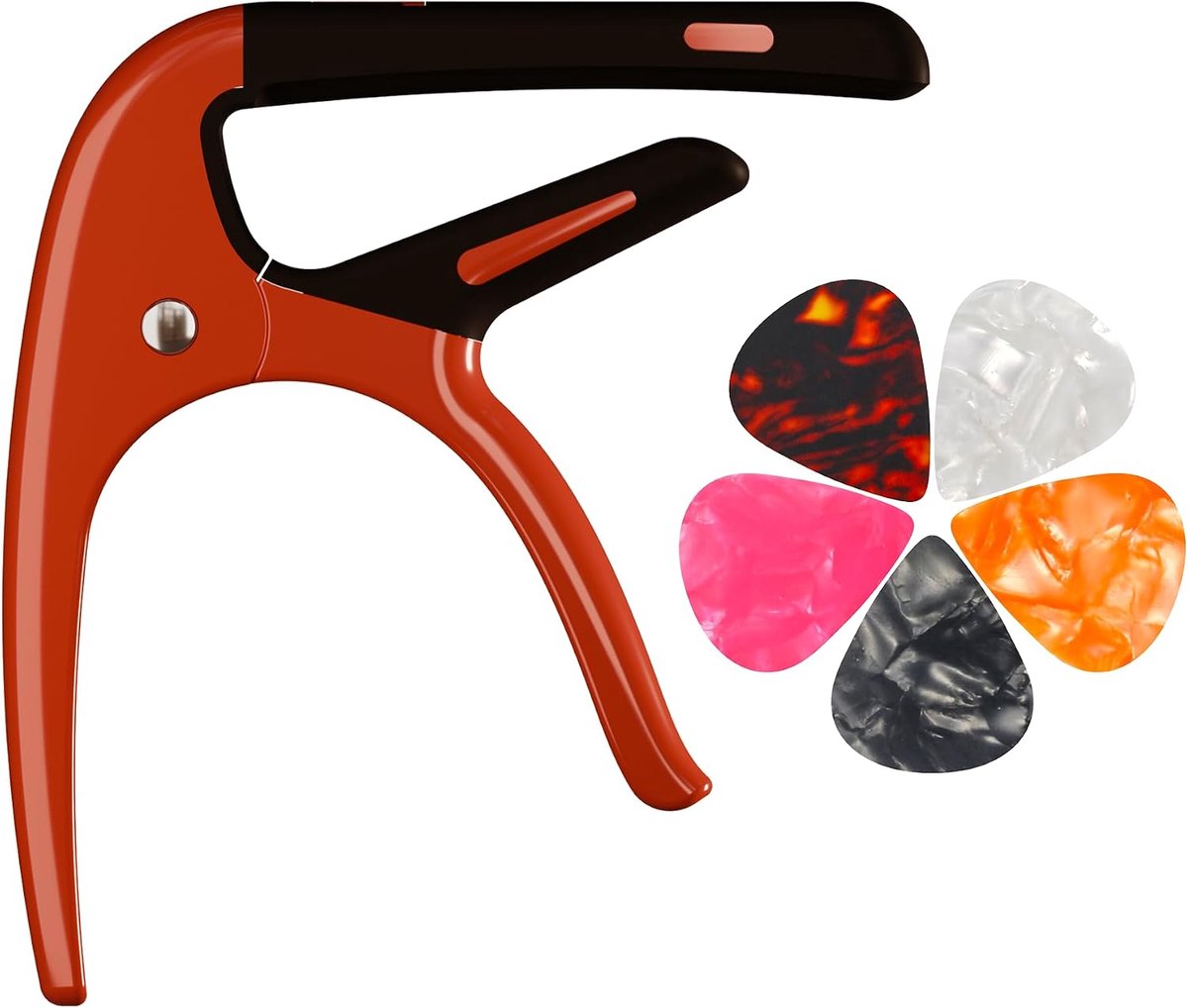 Gitaar Capo - Rood - Geschikt voor akoestische en elektrische gitaar - Inclusief 5 plectra - ShopVlot