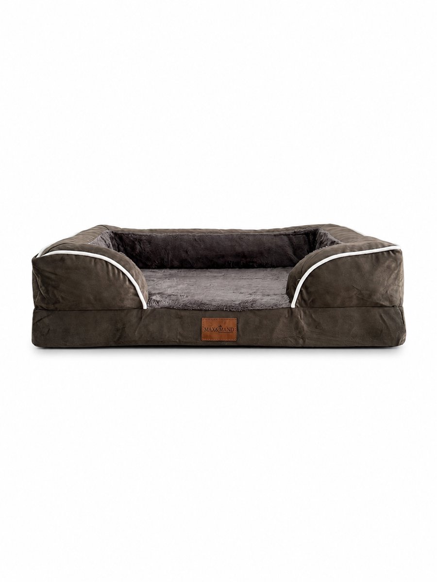 Max&Mand Orthopedische Hondenmand M 76x50x18 cm - Memory Foam Hondenbed - Hondenkussen - Wasbare Afneembare Hoes - Antislip - Donkergroen