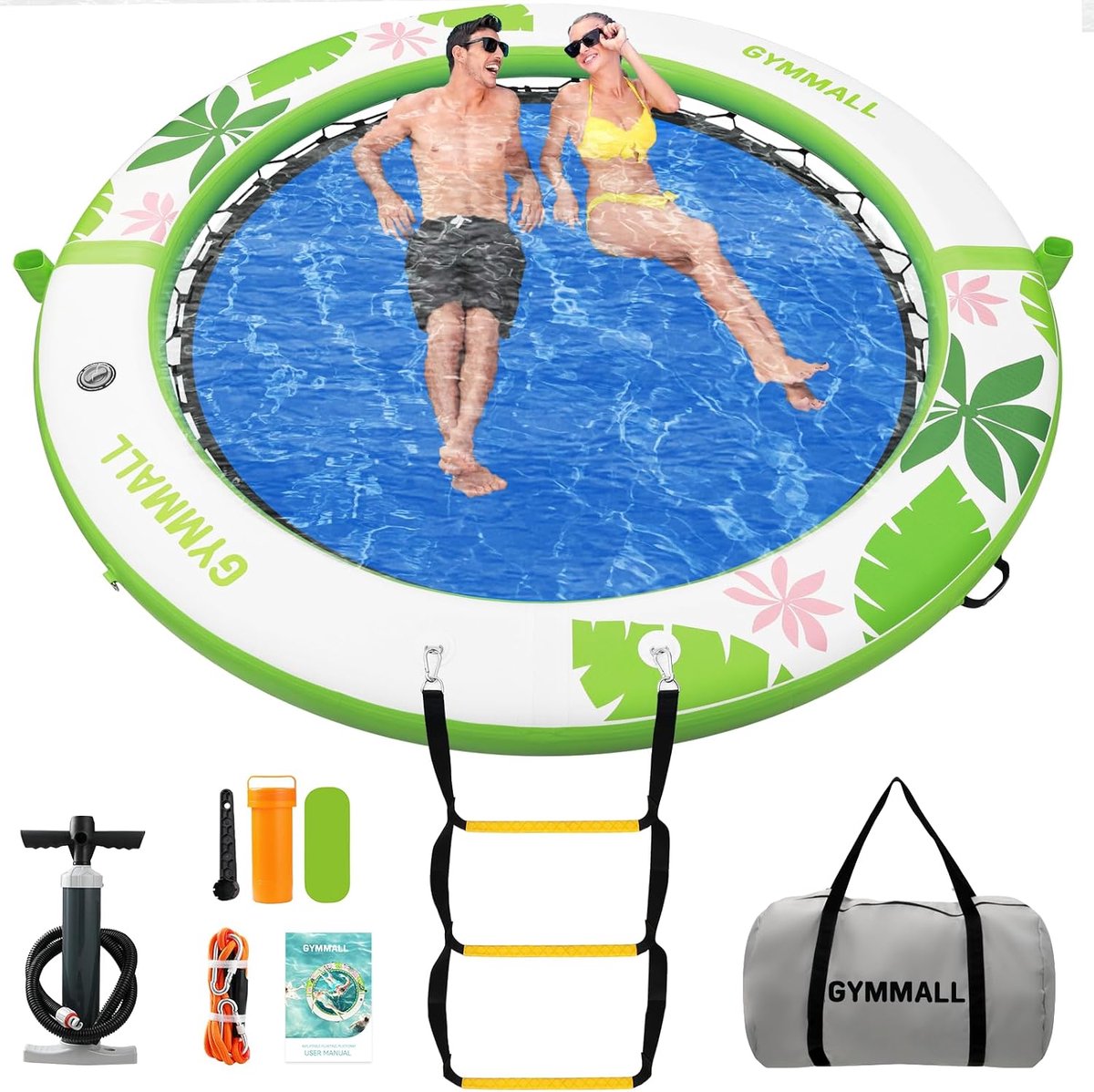Opblaasbaar drijvend platform 240cm - rond - premium PVC - geschikt voor 10 personen - ShopVlot