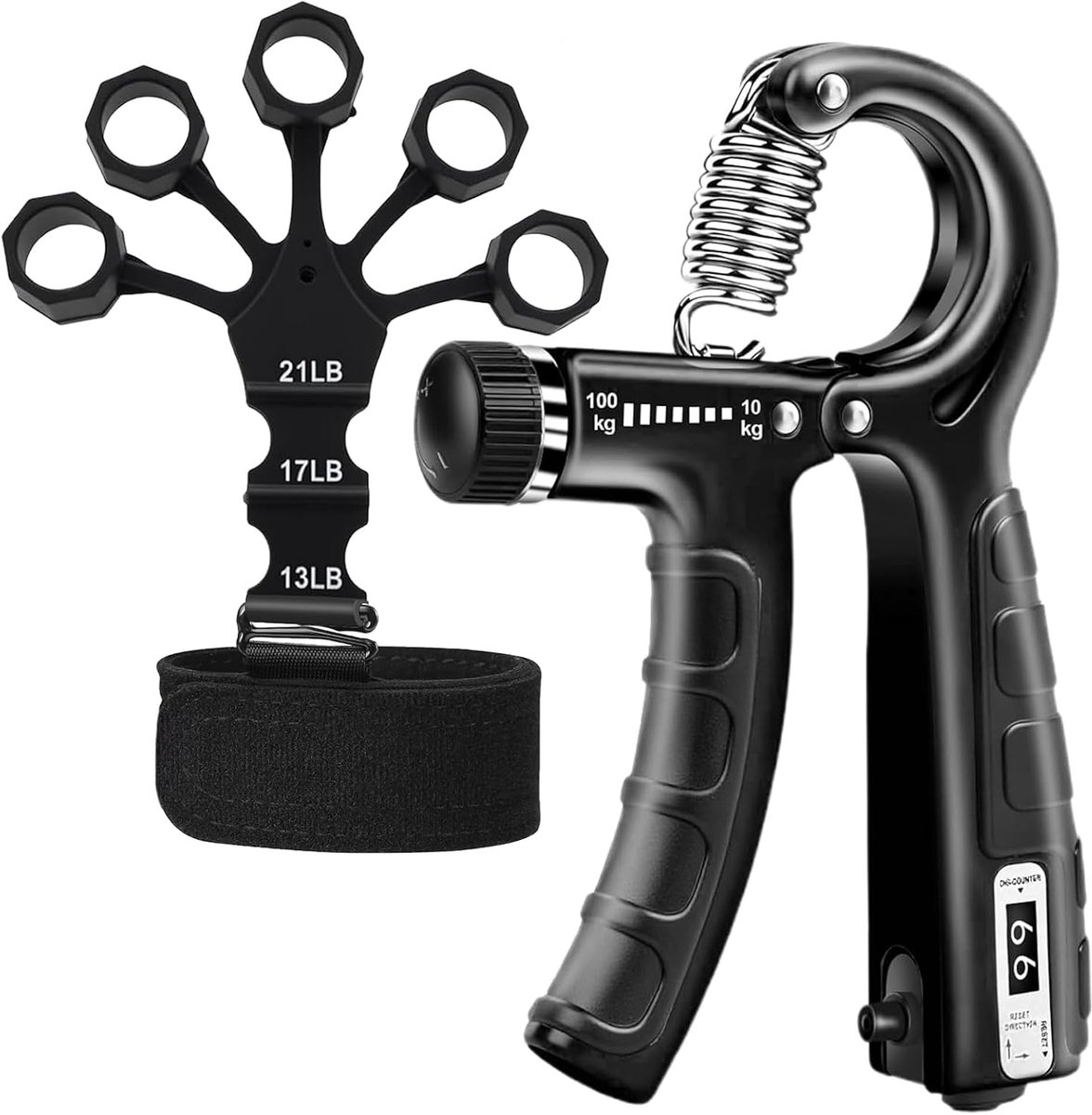 Handtrainers Set van 2 - Verstelbare Grip Trainer 22-100 kg - Vingertrainer - Verbeter gripkracht - ShopVlot