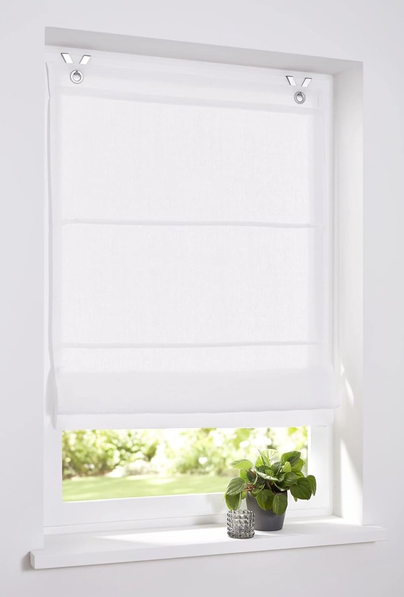 Vouwgordijn Metis 60x140 cm - 100% linnen - semi-transparant - eenvoudig zonder boren te installeren - ShopVlot
