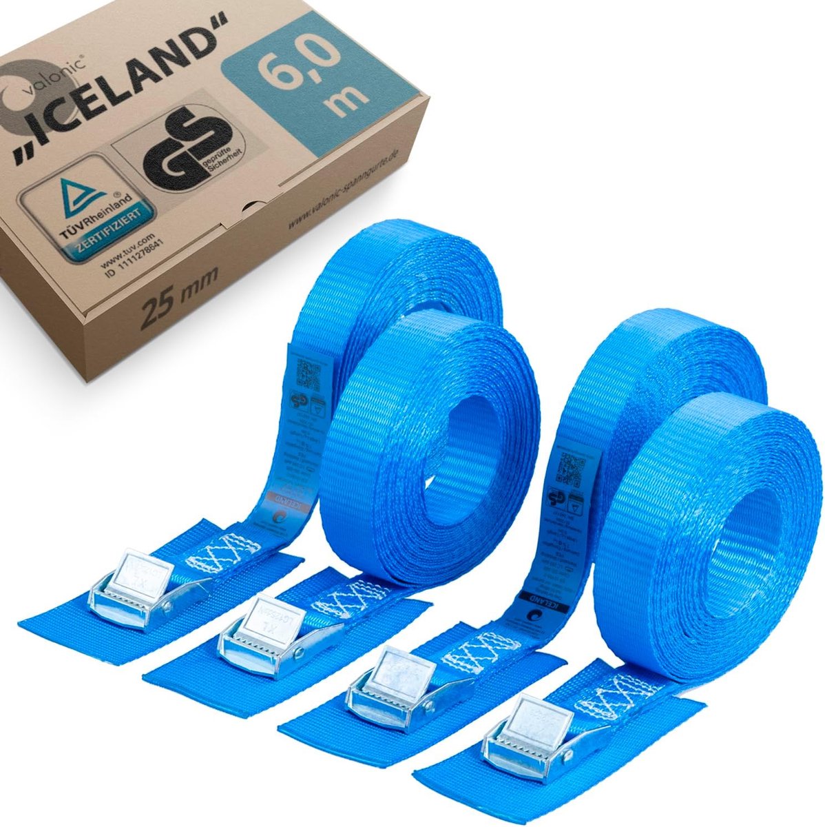 Lashing straps 4 x 6 m - 25 mm - Padded - Beschermt uw lading tegen krassen - ShopVlot