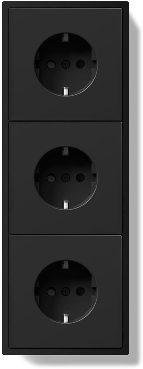 Wandcontactdoos 16 Amp - PC plaat 80 x 220 mm - Zwart met klauwen - Makkelijk te installeren - ShopVlot