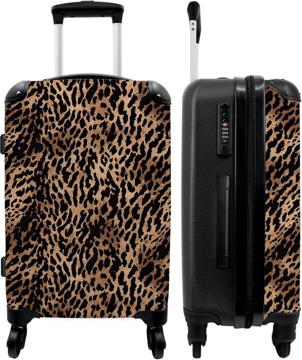 Koffer 67 cm - donkerluipaardpatroon - TSA-slot - ultralicht reisgemak - ShopVlot