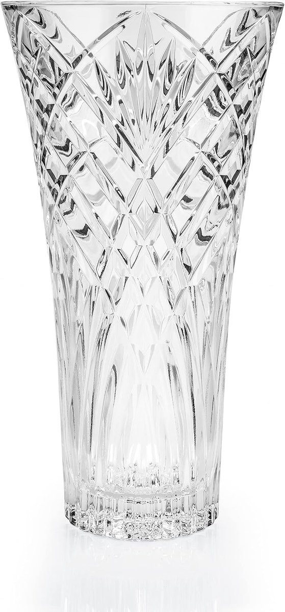 Vaas 30 cm - helder kristal - decoratief ontwerp - perfect voor verse bloemen - ShopVlot