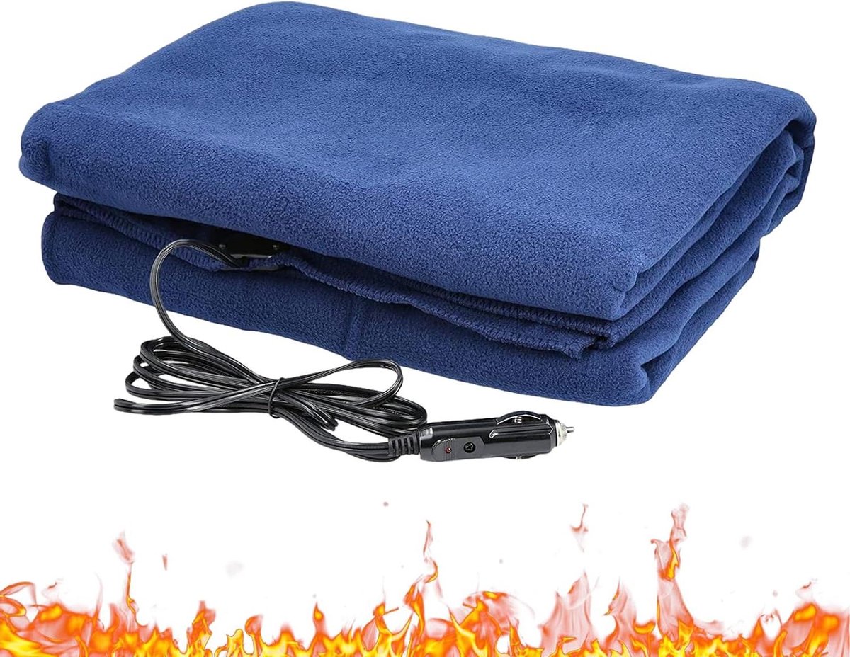 Verwarmde Autodeken - Reisdeken Elektrisch - Comfortabel Reizen - 3 Warmtestanden - 148x108cm - Grijs