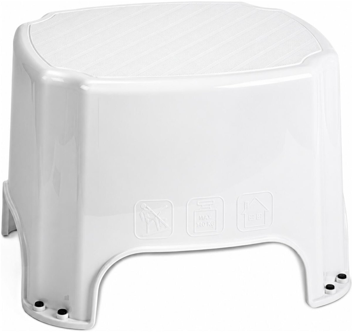 Plasticforte Solutions Opstapje - verhoog krukje - 1 trede - wit - kunststof - 35 x 33 x 25 cm - tot 150 kg - caravan opstapje - trapje
