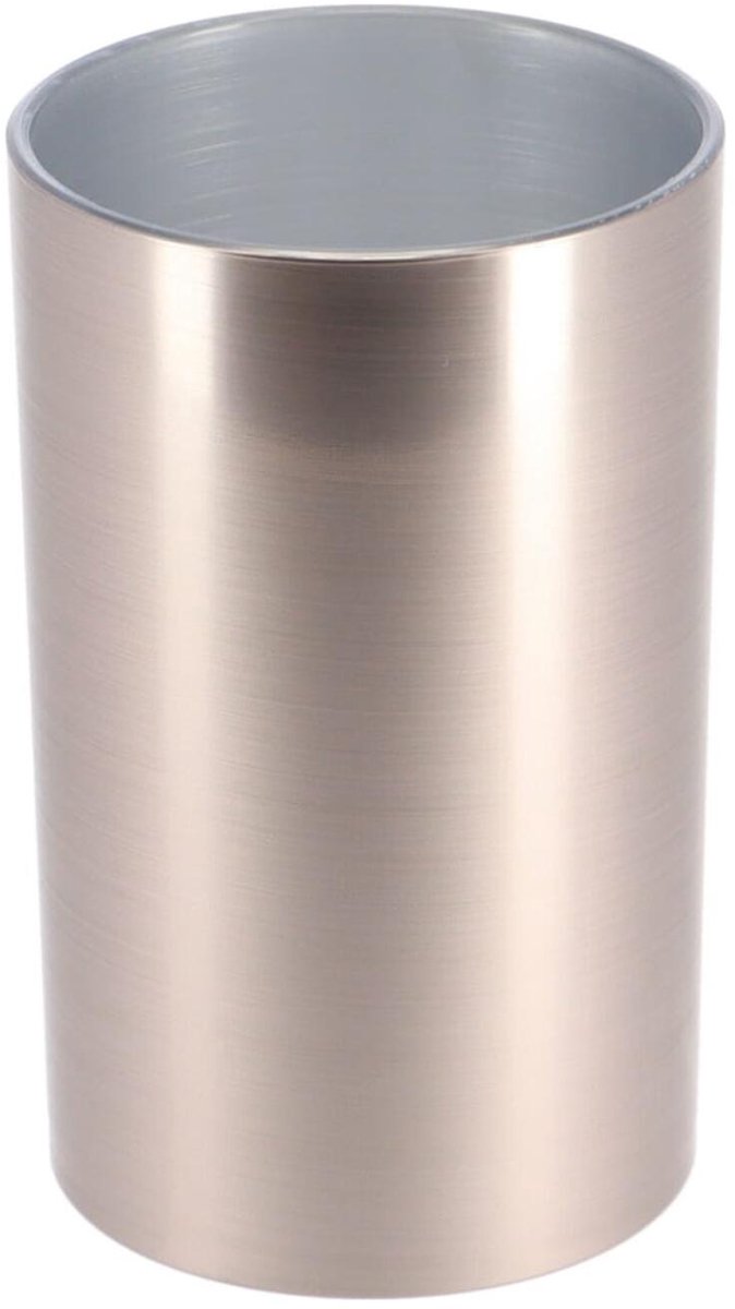 Tendance tandenborstel houder/beker Monaco - zilver - 320ml - rond - kunststof - metaaleffect