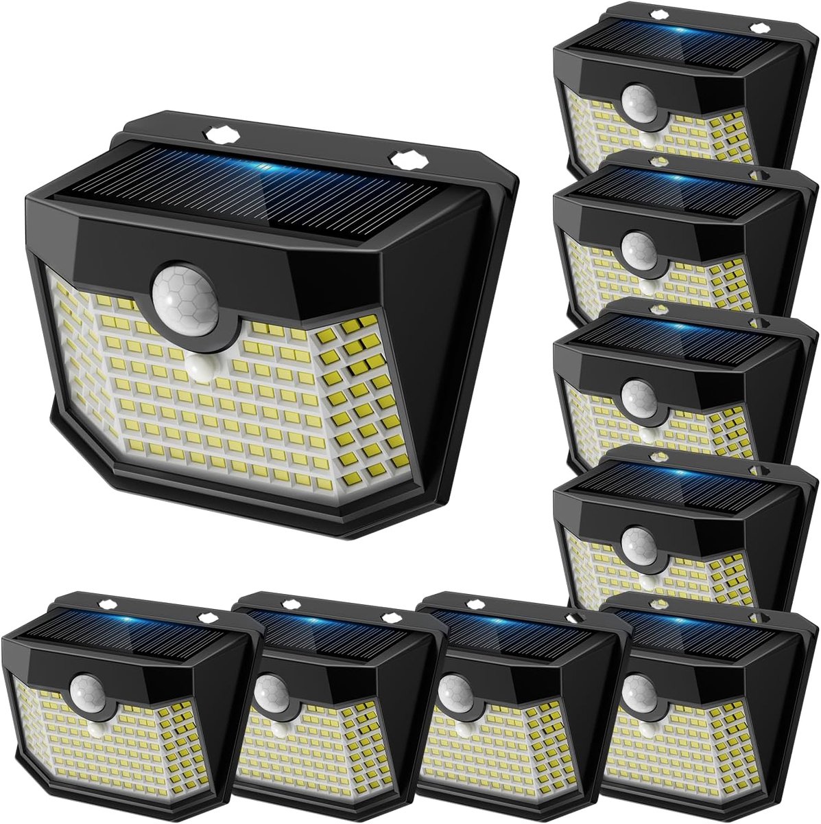 Solarlampen Buiten met Sensor - 120 LEDs - IP65 Waterdicht - Tuinverlichting met Bewegingssensor - ShopVlot