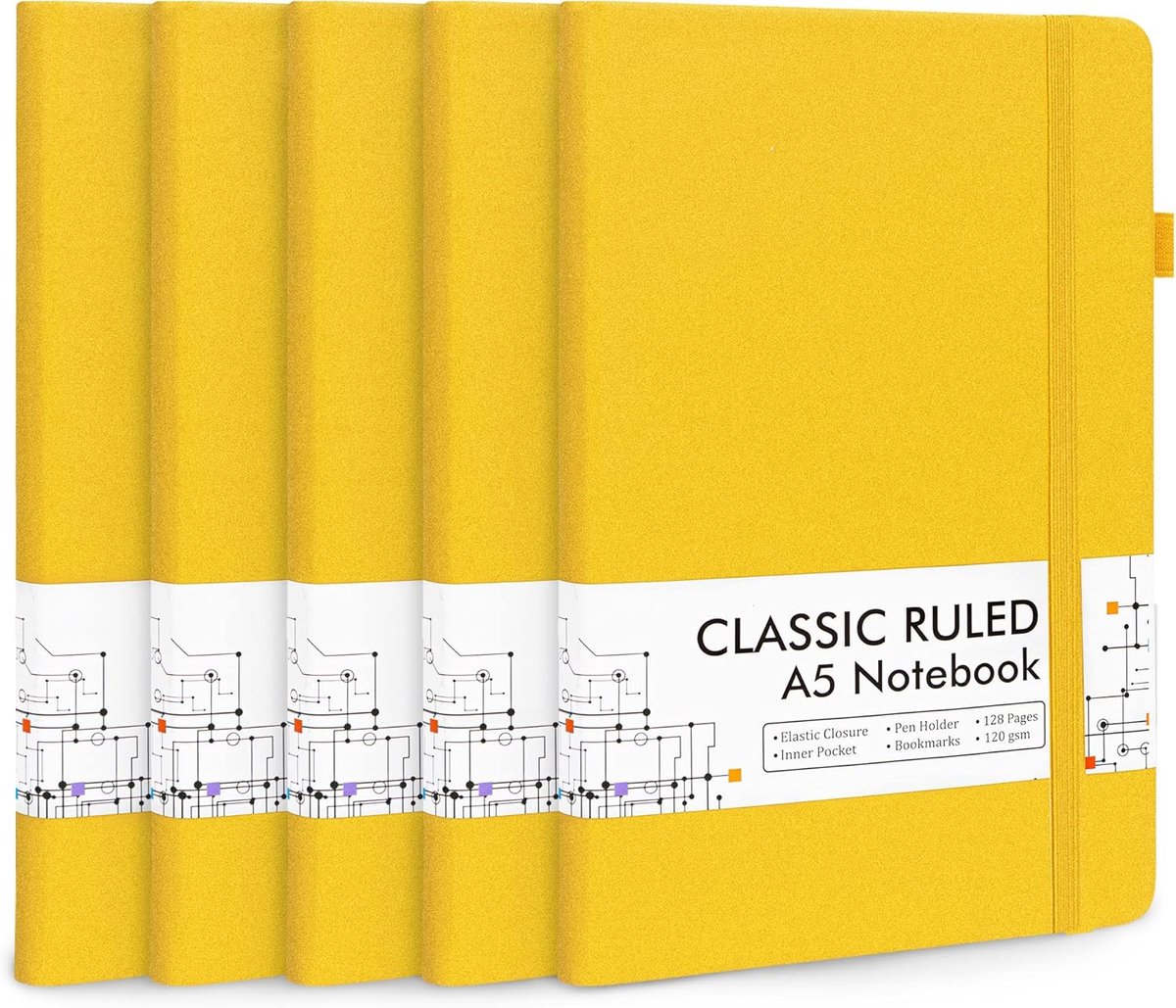 A5 Notebooks 5-pack - stevige kaft - gelijnd - perfect voor school en werk - ShopVlot