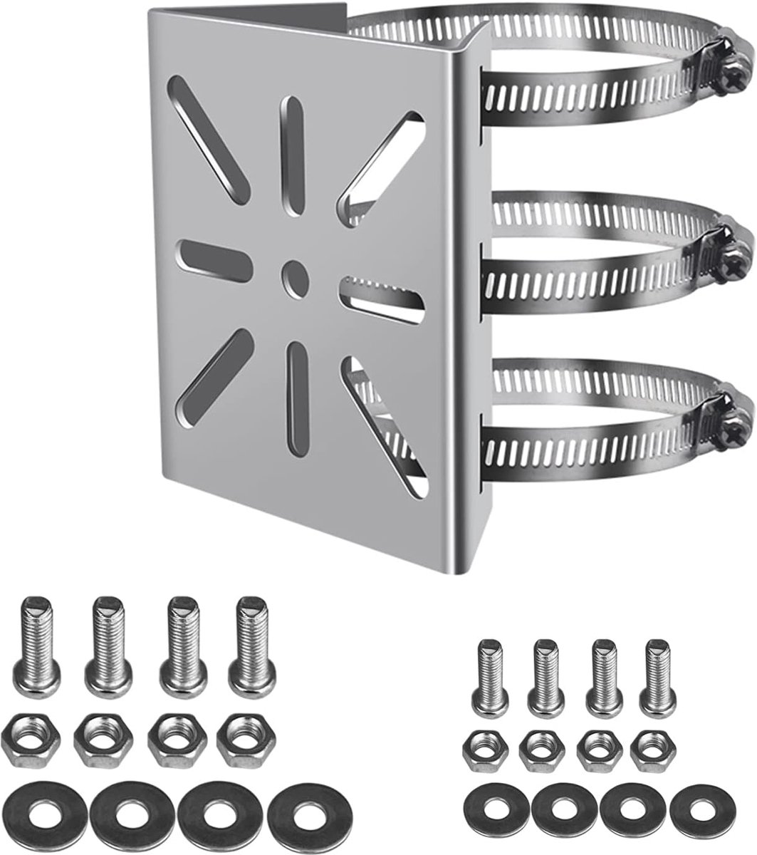 Beugel voor beveiligingscamera - RVS hoekmontage - Geschikt voor buizen 45-100mm - Ideaal voor CCTV en verlichting - ShopVlot