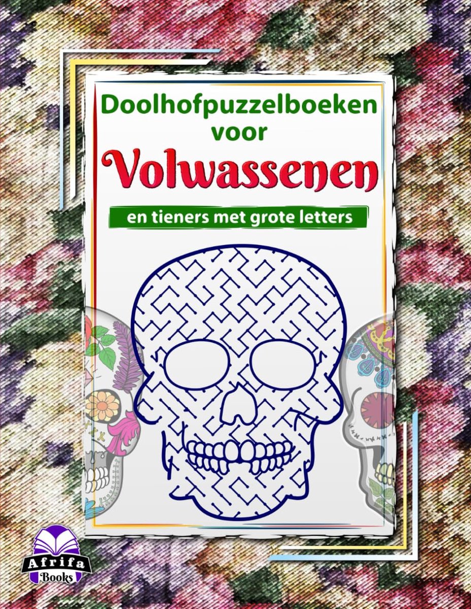 Doolhofpuzzelboek voor volwassenen - grote letters - suikerschedelpuzzels - ontspanning en plezier - ShopVlot