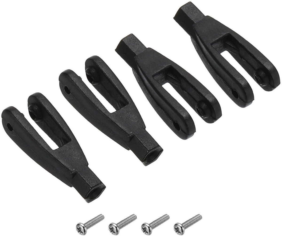 Clevis van nylon met M2-schroefdraad voor verbindingen van 2 mm met bevestigingsschroeven, voor vliegtuigmodellen auto en RC-helikopter, zwart, 4 stuks