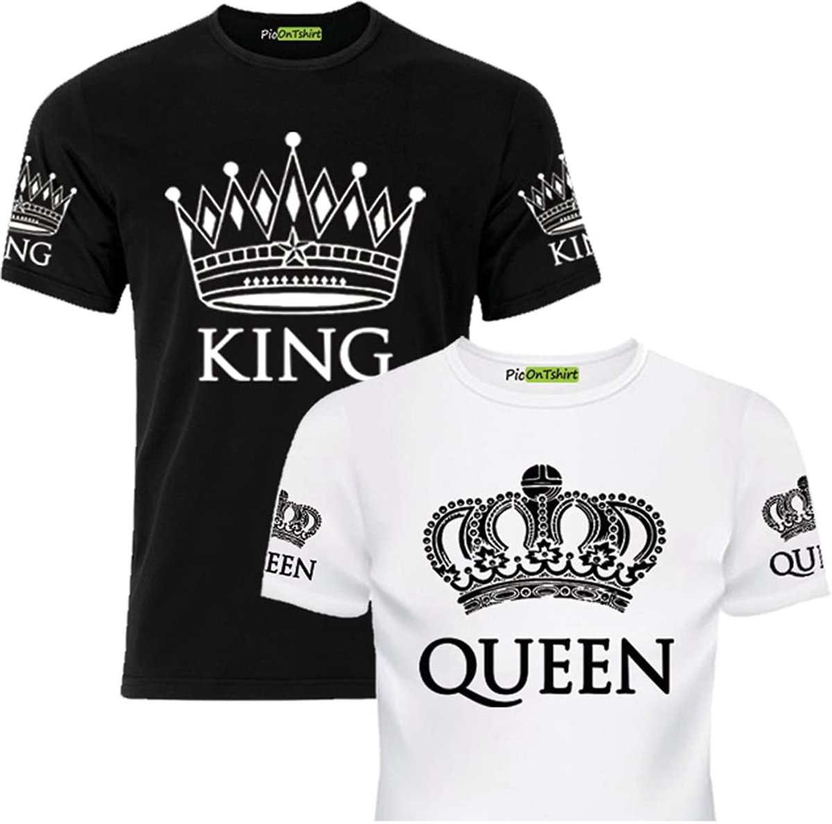 Matching Shirts voor stellen set XL/XL - King Queen T-shirts - Zwart - Perfect voor koppels - SnelShoppen