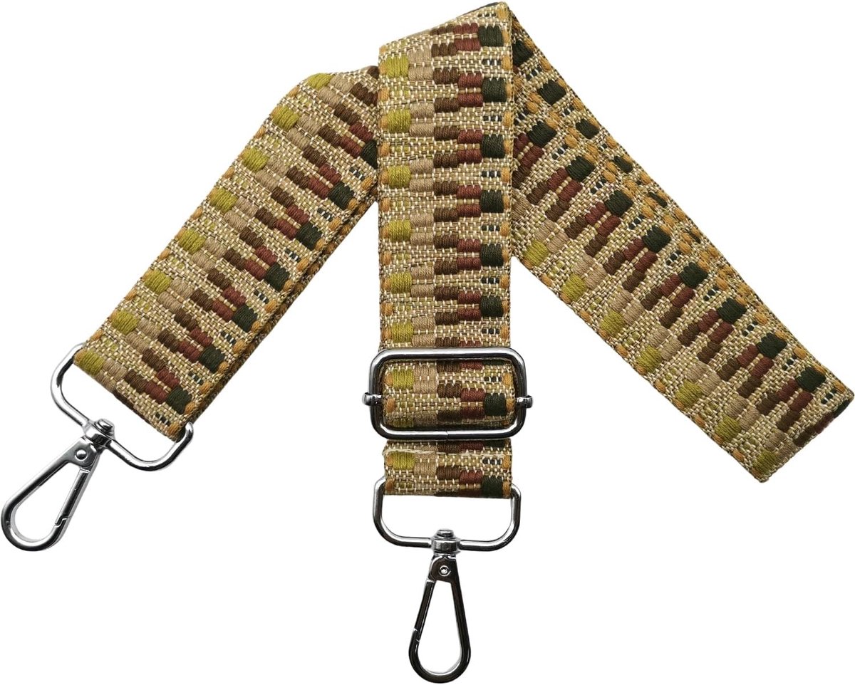 Tasriemen om te wisselen, verstelbare schouderriem voor tas, tasriem, breed, 3,8 cm, met zilveren karabijnhaak, schouderriem, tasband, draagriem voor handtassen, bruin/kleur, S23