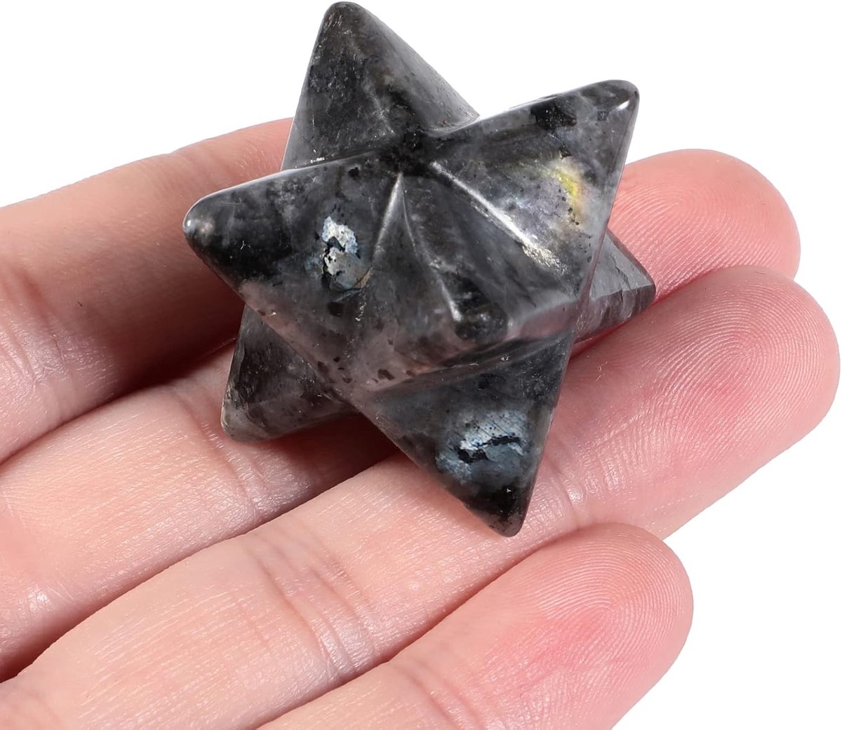 Labradoriet Merkaba kristal bescherming heilige meditatie energie generator genezing chakra zespuntige ster 2,5 cm