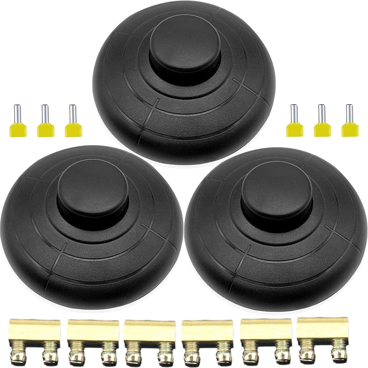 3 stuks voetschakelaar lamp snoerschakelaar, ronde voetschakelaar kan worden aangesloten op 2- of 3-aderige kabel, voor kindertafellampen, staande lampen, keukenkastlampen